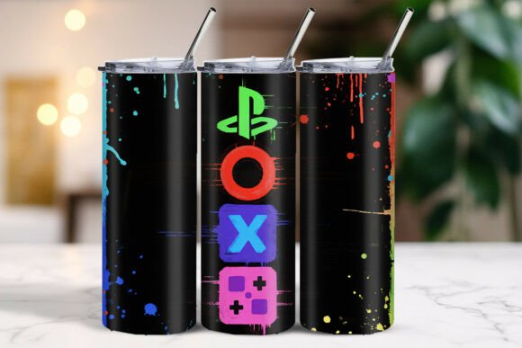 Abstract Gaming Button Design Tumbler