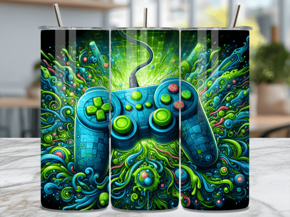 Abstract Gaming Controller Tumbler Wrap – A New Frontier in Personalized Drinkware