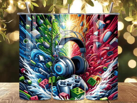 Abstract Gaming Headset Burst Tumbler: Your Guide to Creating Custom 20 oz Tumbler Wraps