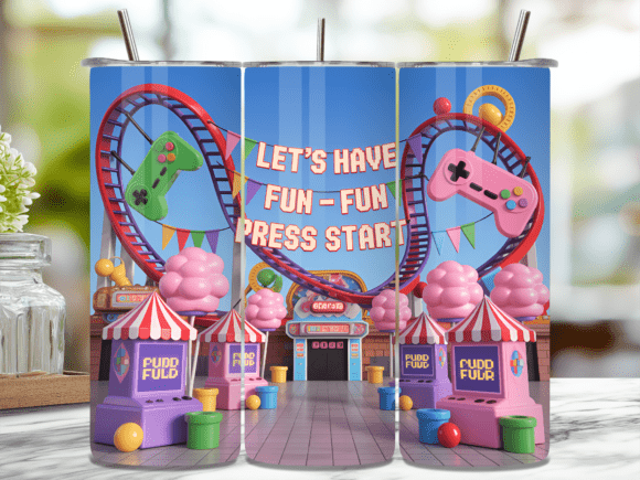 Arcade Gaming Park Tumbler Wrap Design