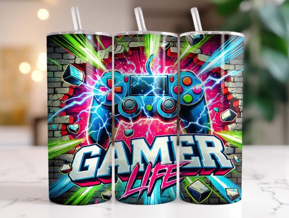 Colorful Controller Gaming Tumbler Wrap in Modern Design