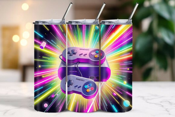 Colorful Gaming Console Splash Tumbler Design