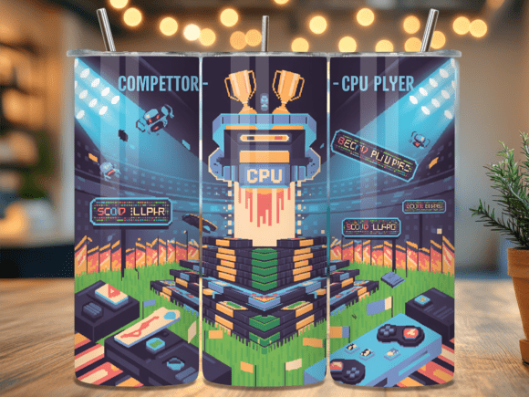 CPU Player Pixel Art Gaming Tumbler Wrap