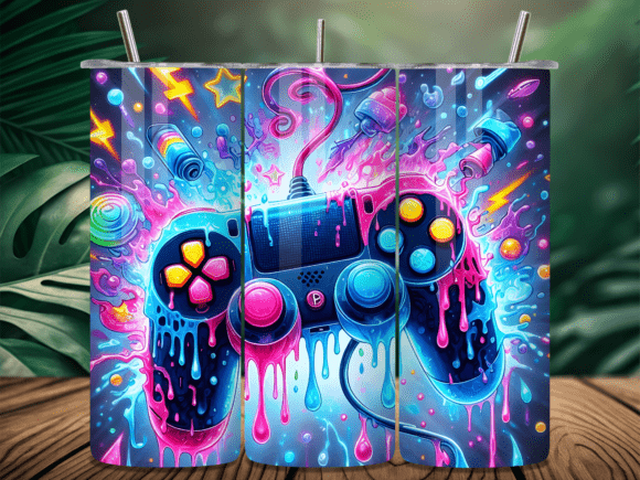 Cyberpunk Neon Gaming Controller Tumbler Designs for Custom Creations