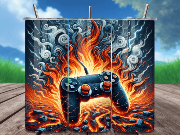 Fiery Gaming Controller Tumbler Wrap