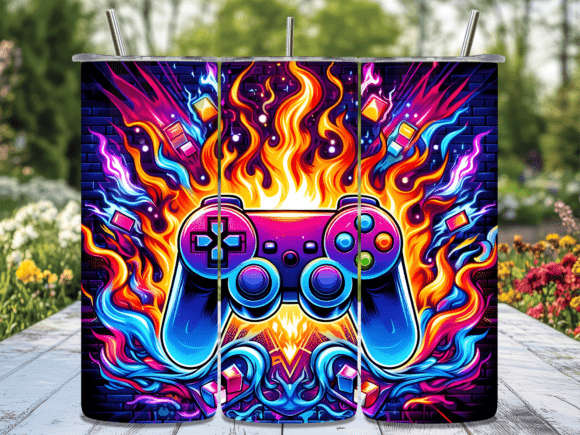 Fiery Gaming Controller Tumbler Wrap PNG: A Perfect Fusion of Gaming Culture and Custom Crafting