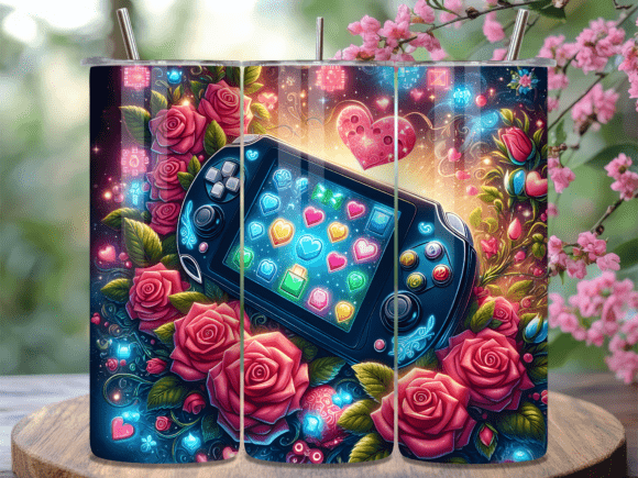 Gaming Console with Roses Tumbler Wrap: A Unique Fusion of Gamer Culture and Floral Elegance