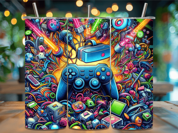 Gaming Controller Cartoon Doodle Tumbler