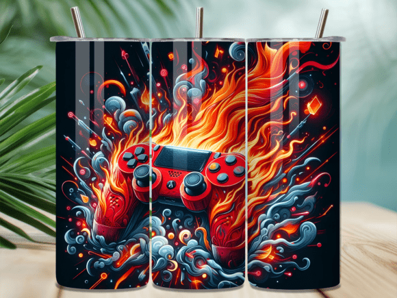 Gaming Controller Fire Flames Tumbler