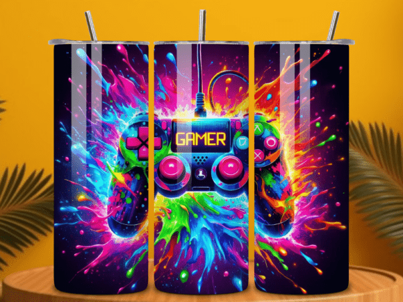 Gaming Controller Tumbler Wrap PNG for Creators