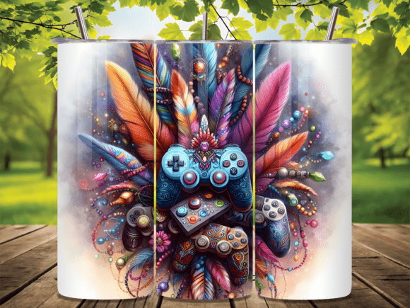 Gaming Feather Dream Catcher Tumbler Wrap: Merging Digital Art with Functional Craft