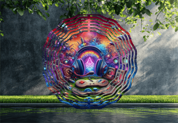 Gaming Headphones Wind Spinner: Elevate Your Outdoor Decor with Sublimation Design