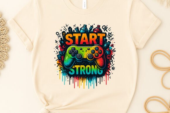 Gaming Shirt Start Strong Gaming Clipart: Elevate Your Creative Projects with High-Quality Digital Assets
