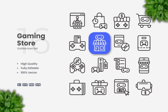 Gaming Store Icons: Streamline Your Brand with Clean, Scalable Design Assets
