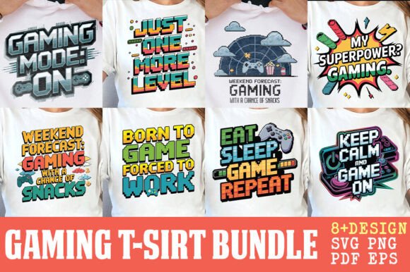 Gaming T-Shirt Design Bundle Sublimation
