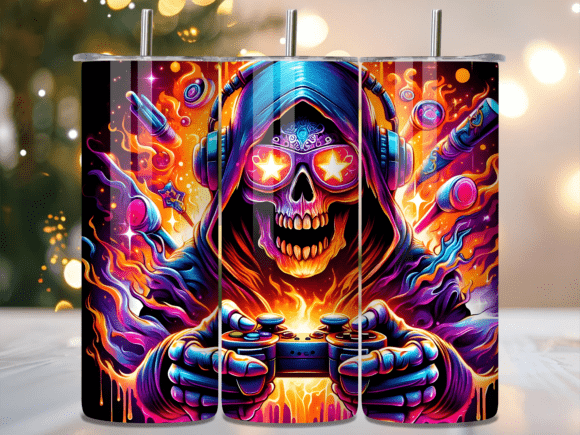 Grim Reaper Gaming Controller Tumbler Design for Sublimation