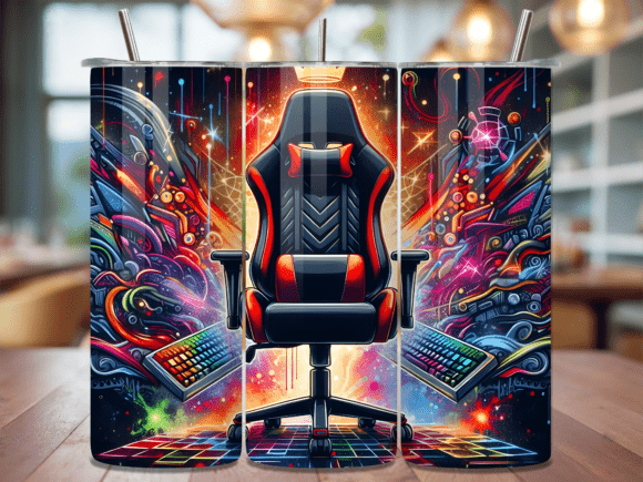 Neon Gaming Chair Keyboard Tumbler Wrap: Merging Gaming Culture with Custom Sublimation Craft