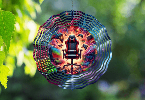 Psychedelic Gaming Chair Wind Spinner: A Creative Fusion of Digital Art and Outdoor Decor