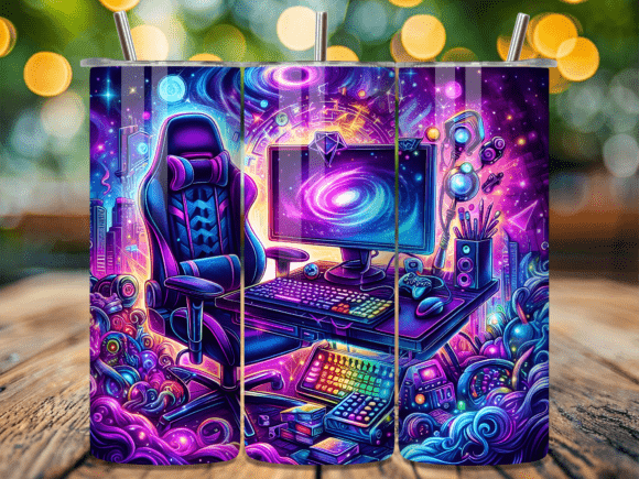 Purple Cyberpunk Desk Gaming Tumbler