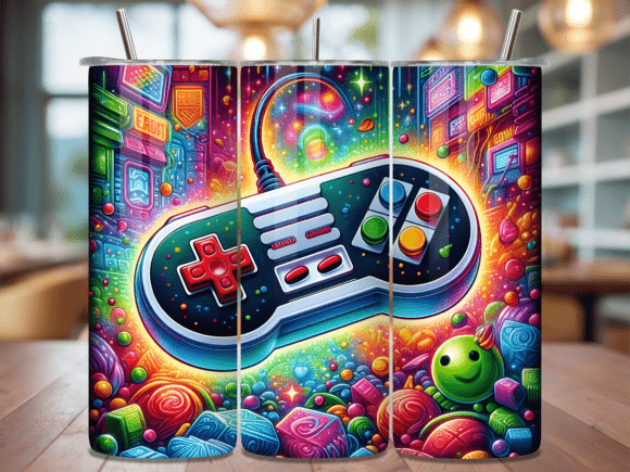 Retro Arcade Neon Gaming Tumbler Wrap