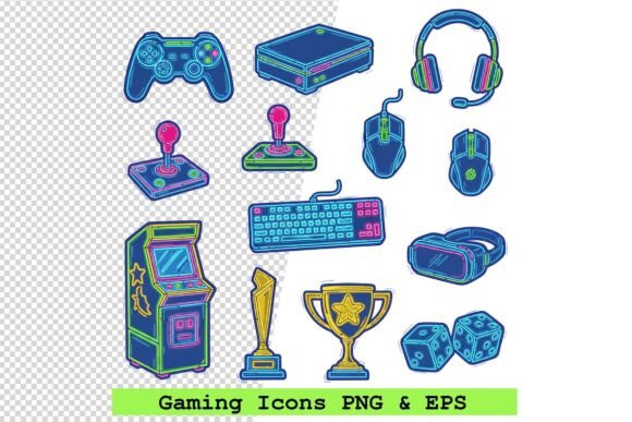 Set of Gaming Icons in Hand Drawn Neon: A Practical Toolkit for Modern Creators