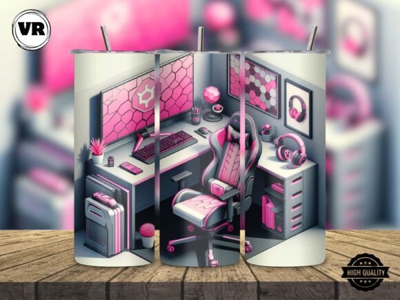 The Appeal of a Cute Gaming Girl Tumbler Wrap PNG for Custom Drinkware