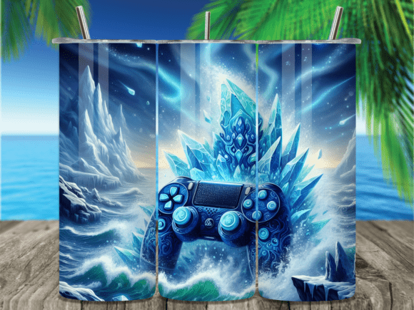 The Crystal Blue Gaming Controller Tumbler: A Gamer's Dream Sublimation Wrap
