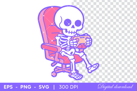 The 'Skeleton Gamer Sitting in Gaming Chair' Design: A Digital Asset for Creators and Gamers
