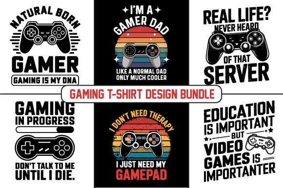 Vintage Gaming T‑shirt Design Bundle – Retro Style Meets Modern Print‑on‑Demand Flexibility