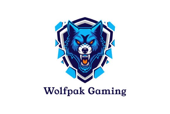 Wolf Mascot Gaming Logo, Fierce Blue